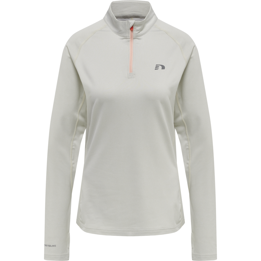 WOMEN 1/2 ZIP L/S, OYSTER MUSHROOM MELANGE, packshot