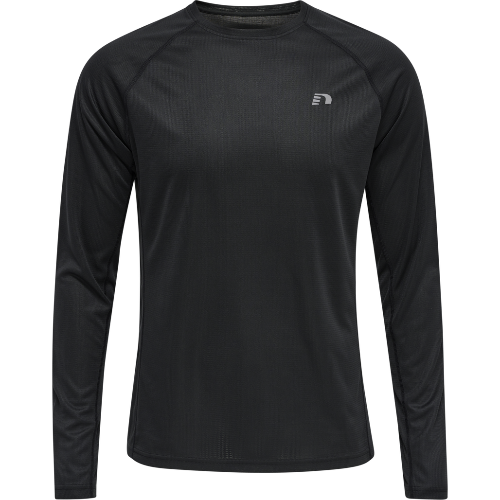 MEN CORE RUNNING T-SHIRT L/S, BLACK, packshot