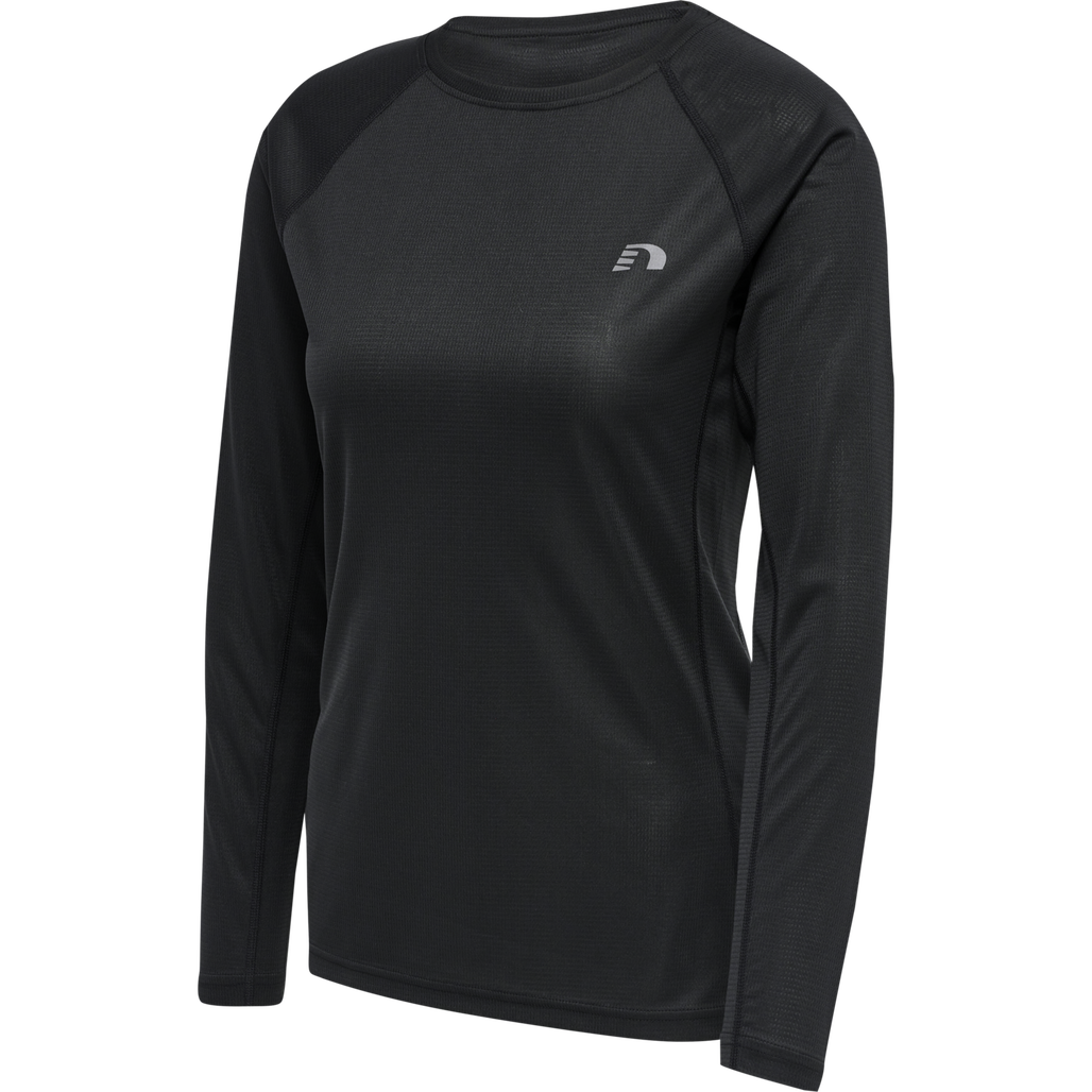 WOMEN CORE RUNNING T-SHIRT L/S, BLACK, packshot