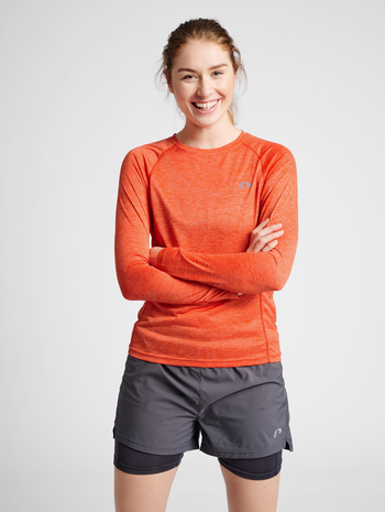 WOMEN RUNNING L/S, SPICY ORANGE MELANGE, model