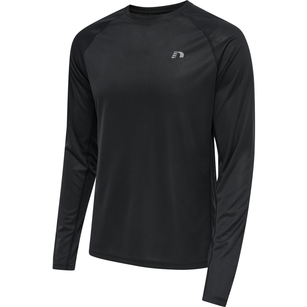 MEN CORE RUNNING T-SHIRT L/S, BLACK, packshot