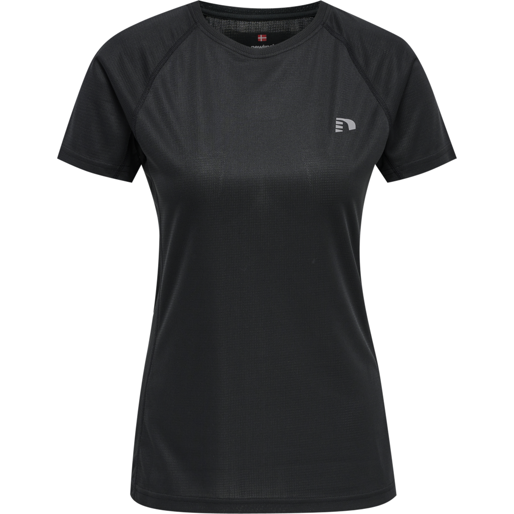 WOMEN CORE RUNNING T-SHIRT S/S, BLACK, packshot