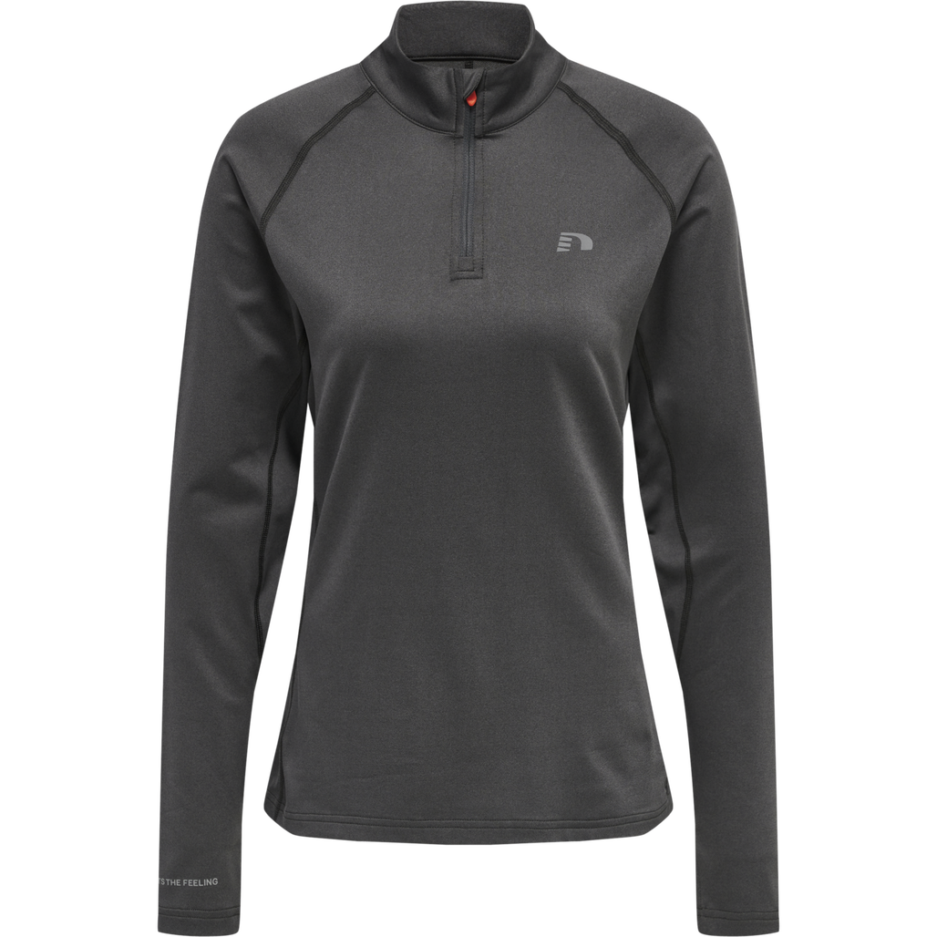 WOMEN 1/2 ZIP L/S, FORGED IRON MELANGE, packshot