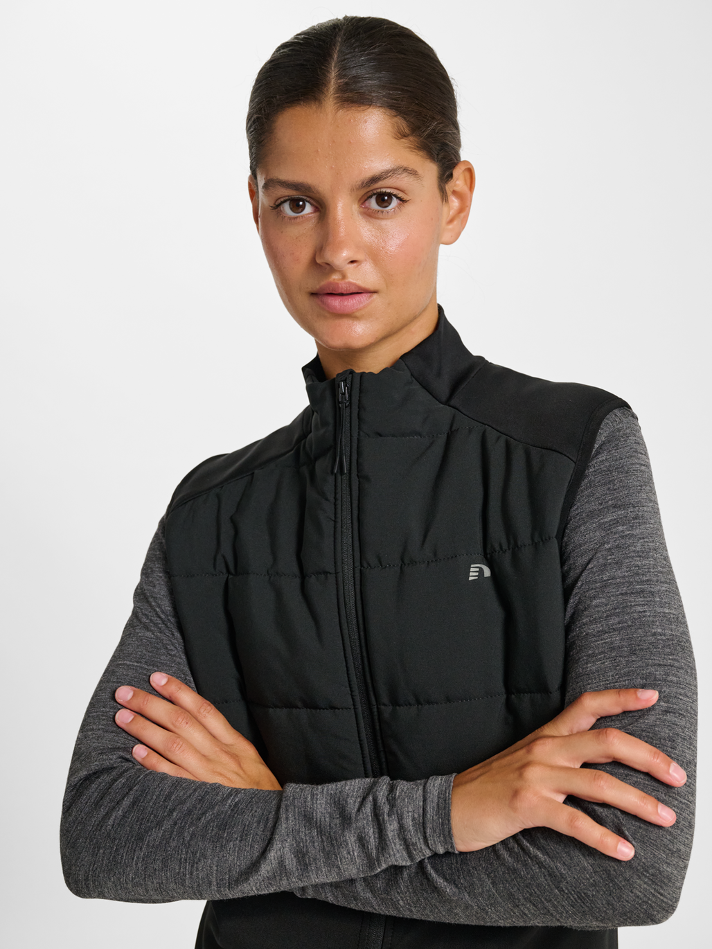 nwlQUILTED GILET, BLACK, model