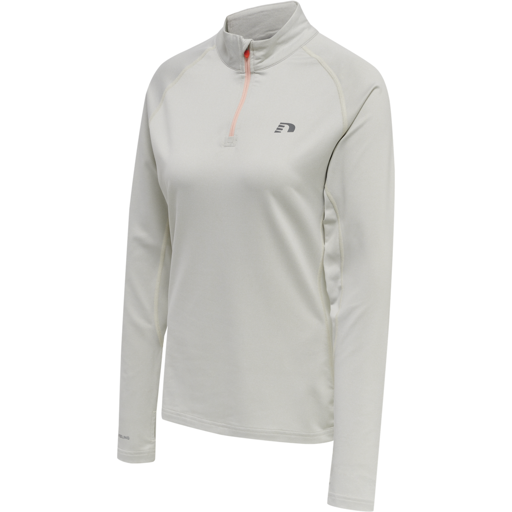WOMEN 1/2 ZIP L/S, OYSTER MUSHROOM MELANGE, packshot