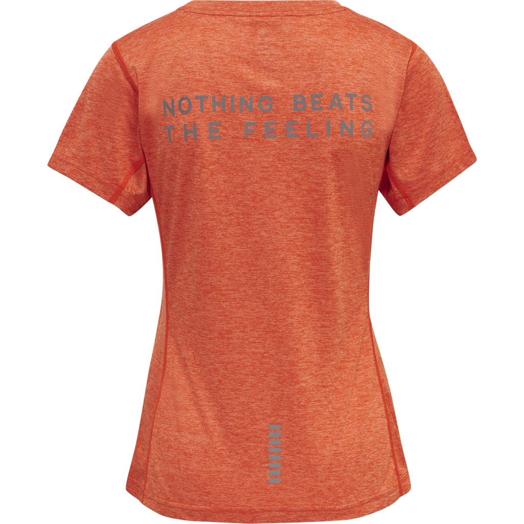 WOMEN STATEMENT T-SHIRT S/S, SPICY ORANGE MELANGE, packshot