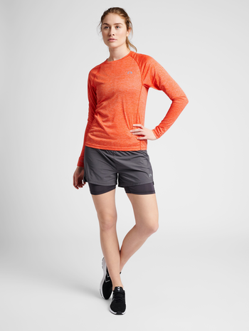 WOMEN RUNNING L/S, SPICY ORANGE MELANGE, model