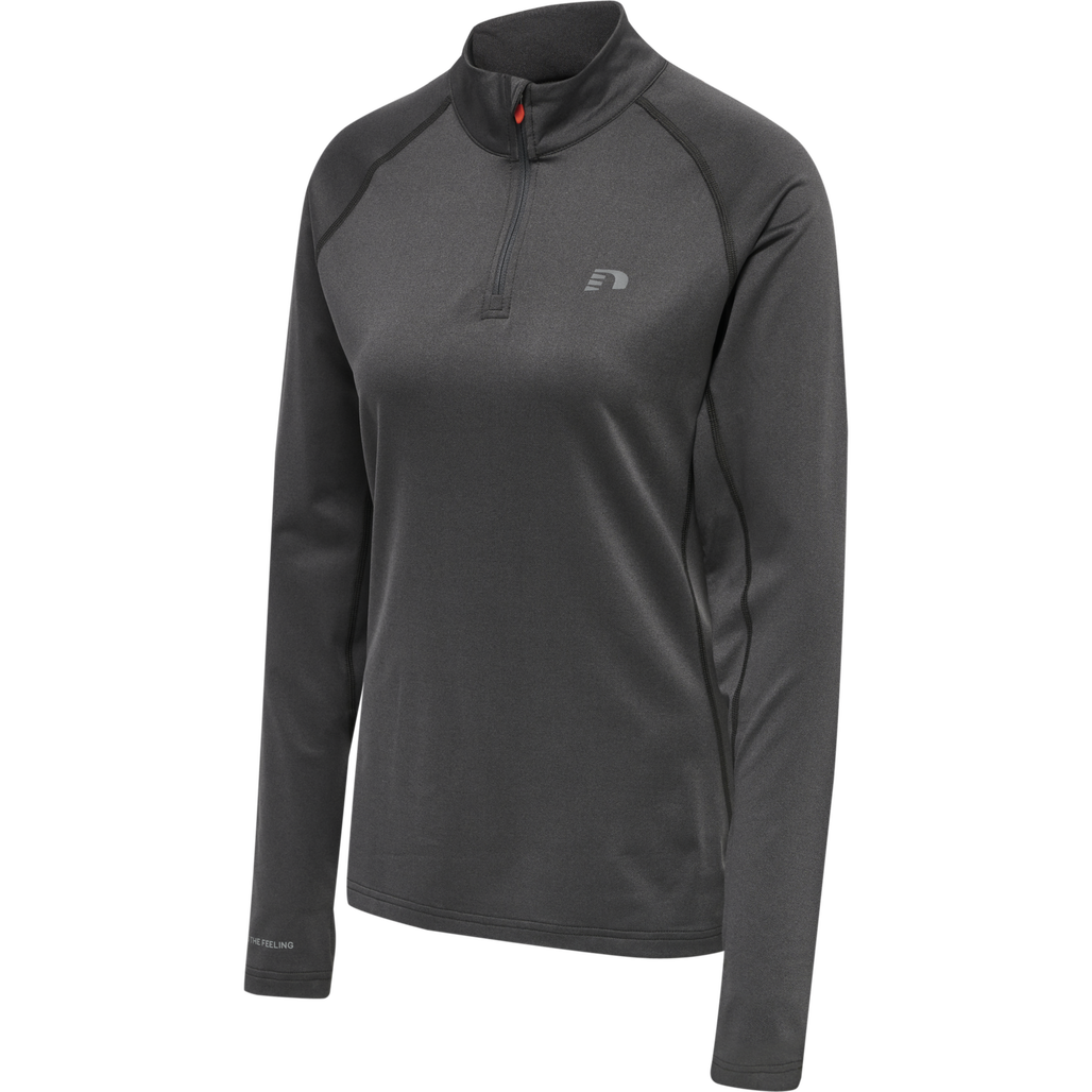 WOMEN 1/2 ZIP L/S, FORGED IRON MELANGE, packshot